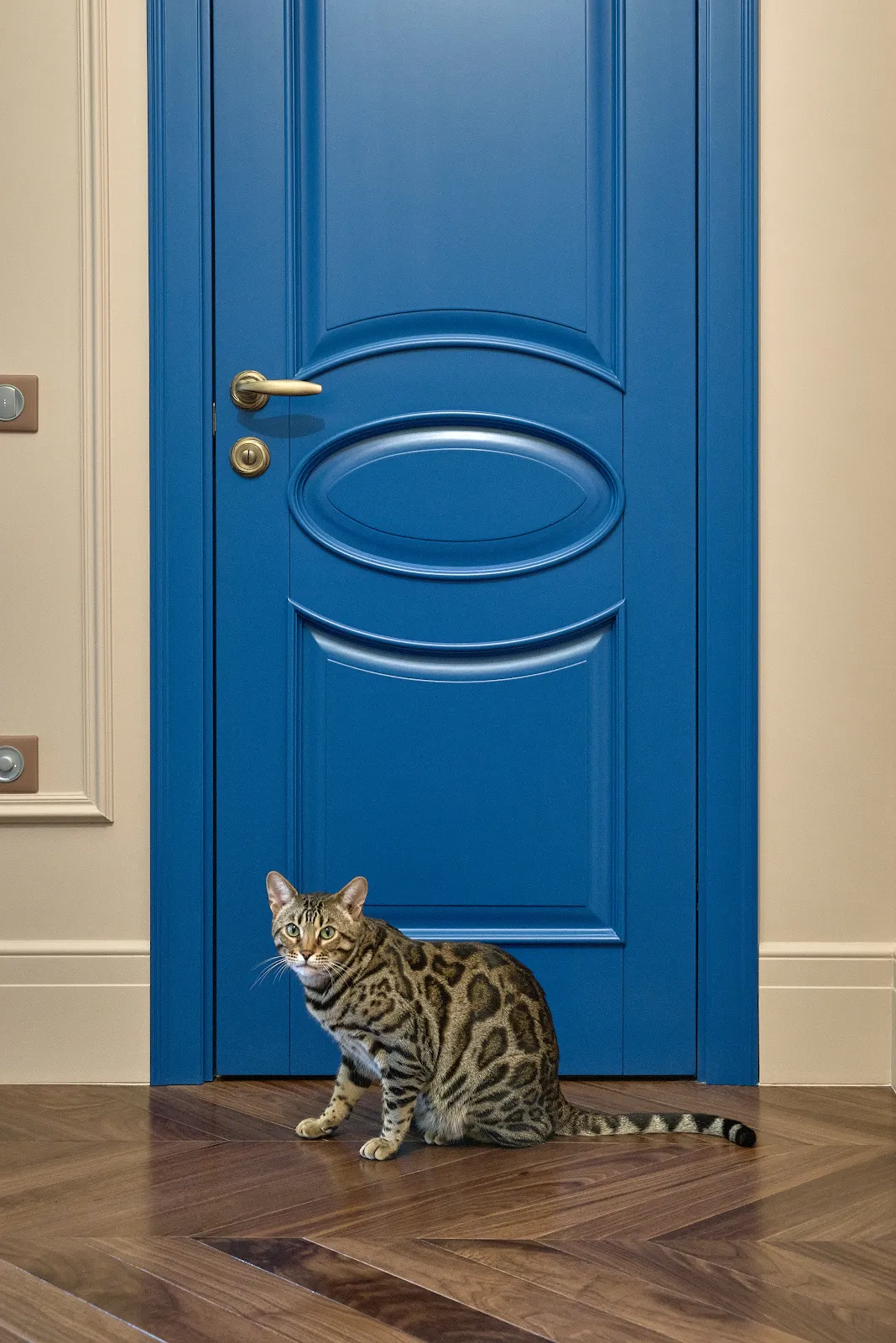 Классические двери ярко-синего цвета